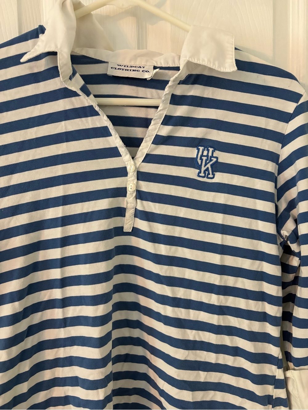 Kentucky Wildcats UK Striped Collared Shirt Blue White Large - Picture 6 of 7